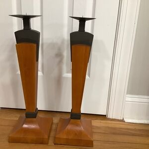 Mid-Century Modern (MCM) Wood Candle Holders